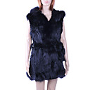 Genuine Knitted Rabbit Fur Hooded Vest(More Colors)