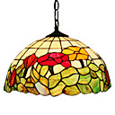 Tiffany Pendant Light with 2 Light in Floral Leaf Patterned Shade