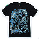 skull dragão impressão de fluorescência t-shirt