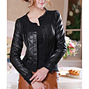 Long Sleeve Collarless Party/ Career PU Jacket With Lace  (More Colors)