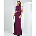 Sheath/Column Bateau Sweep/Brush Train Linen Evening Dress