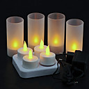4 pc Warm Yellow LED Rechargeable Flameless Tea Light Candles