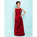 A-line Spaghetti Straps Floor-length Satin Junior Bridesmaid Dress