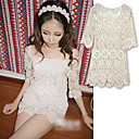 Lace Cut Out 1/2 Sleeve Midi Blouse