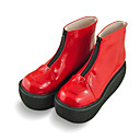a mano in pelle rossa pu tacco alto 7 centimetri punk lolita stivali