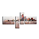 Hand-painted Abstract Oil Painting with Stretched Frame - Set of 4