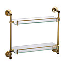 Contemporary Ti-PVD Bathroom Accessories Double Glass Shelf