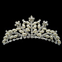 liga de prata de strass e pérola intemporal nupcial tiara