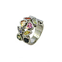 coeur superbe coupé cube de platine zircone mode anneau plaqué