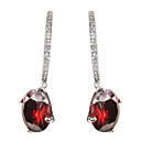 Fabulous Red Platinum Plated With Round Shape Cubic Zirconia Earrings