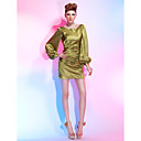 Sheath/Column Bateau Short/Mini Stretch Satin Cocktail Dress