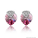  Heart With Heart Austrian Crystal In Real Platinum Plated Ladies' Earrings (More Colors)