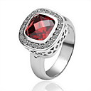Gorgeous 18K Gold Plated Red Square Crystal Fashion Ring