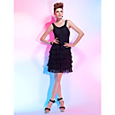 A-line Scoop Short/ Mini Chiffon Cocktail Dress