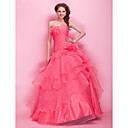 Ball Gown Scalloped/Strapless  Floor-length Organza  Prom Dresses