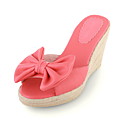 cunha em pele sandálias de salto / sapatos chinelos de lua de mel com bowknot (mais cores)