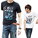 moda masculina gola redonda impressão t-shirt