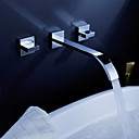 Solid Brass Wall Mount Bathroom Sink Faucet (Widespread)