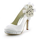 satén de tacón de aguja bombas de plataforma con zapatos de boda Rhinestone / perla (más colores)