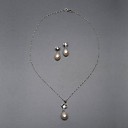14k oro bianco rosa 10.5 - 11 millimetri aa fw collana di perle e orecchini set (xzz060)