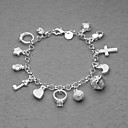 belle en argent plaqué 13 charmes unisexe bracelet