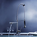 Contemporary Solid Brass Spring Kitchen Faucet with Two Spouts - Chrome Finish