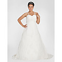 A-line Sweetheart Chapel Train Chiffon Plus Size Wedding Dress
