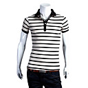 Men's Black And White Stripes Short Sleeve Polo Shirt