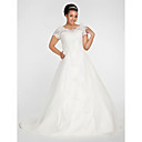 Ball Gown Off-the-shoulder Chapel Train Organza Plus Size Wedding Dress