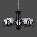 moderne hanglampen met 5 lampen in glazen kap eenvoudig ontwerp
