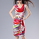 Slim Colorful Silk Cotton Sleeveless Dress