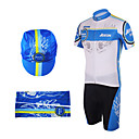 Radfahren bib Anzügen mit Mütze und Armstulpen (blau und gelb)