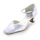Satin Chunky Heel Square Toe With Ruffles Wedding Bridal Shoes (More Colors)