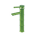 Contemporary Green Painting Finish Bathroom Sink Faucet(Tall) - Bamboo Shape Design