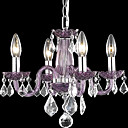 aparece una vela candelabros de cristal con 4 luces de color morado