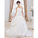 Ball Gown Strapless Chapel Train Taffeta Wedding Dress