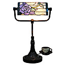Tiffany Glass Table Lights with Purple Rose Pattern Shade