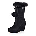 Stivali in camoscio tacco zeppa con dei rivetti di partito / scarpe da sera