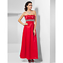 A-line Strapless Ankle-length Crystal Detailing Satin Evening Dress