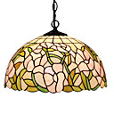 Tiffany 2 - Light Pendent Lights with Glass Shade Floral Pattern