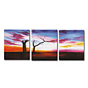 Hand-painted Landscape Oil Painting with Stretched Frame - Set of 3