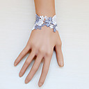 Handmade Gray and White Rose Pattern Lace Classic Lolita Bracelet