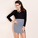 ts backless houndstooth schlanke Kleid