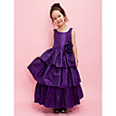 A-line Scoop Ankle-length Taffeta Flower Girl Dress