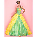 Ball Gown V-neck Strapless Floor-length Tulle Sequined Prom Dress