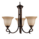 Antieke 3 - Light glazen kroonluchters met metalen paal