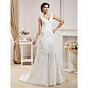 A-line V-neck  Court Train Taffeta  Wedding Dress