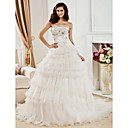 Ball Gown Strapless Chapel Train Organza And Satin Wedding Dress