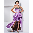 A-line Sweetheart Asymmetrical Stretch Satin Evening Dress With Beading