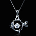 Fine Jewelry Elegant Swimming Fish Zircon Sterling Silver Necklace